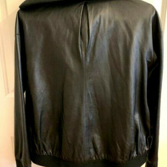 MADISON MARCUS bomber pilot leather jacket oversized collar - Picture 4 of 7